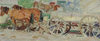 Leon Shulman Gaspard - Taos Horses and Carts