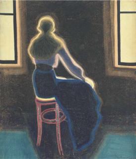 Léon Spilliaert - Jeune femme de dos assise sur un tabouret