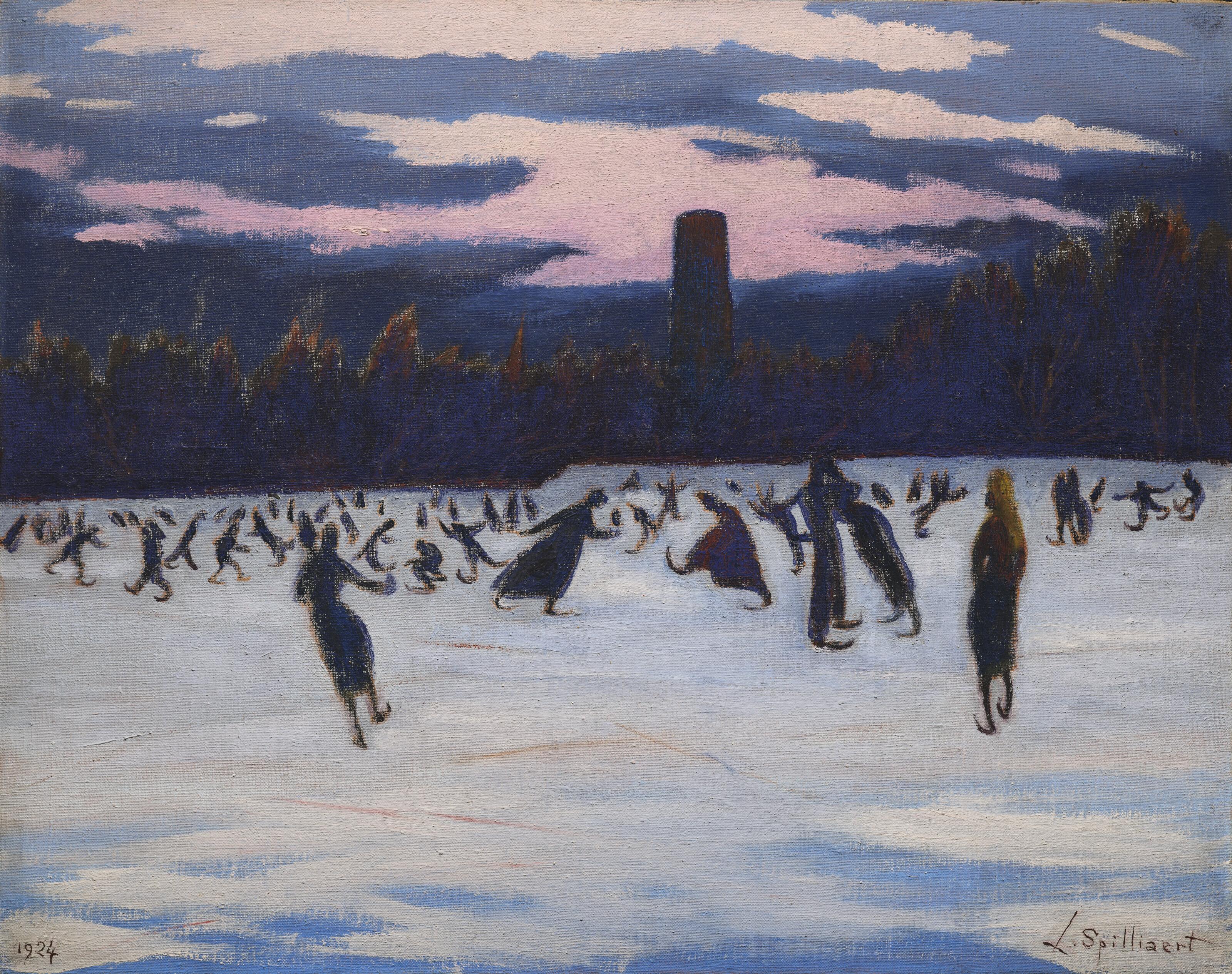 Léon Spilliaert - Les Patineurs au parc Marie-Henriette, Ostende