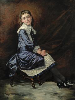 Léon Tanzi - Portrait Of A Young Girl In Blue