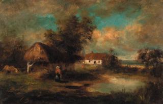 Léon Victor Dupré - A village by a pond
