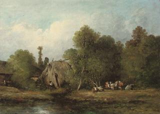Leon-Victor Dupré - Cattle by a farmstead
