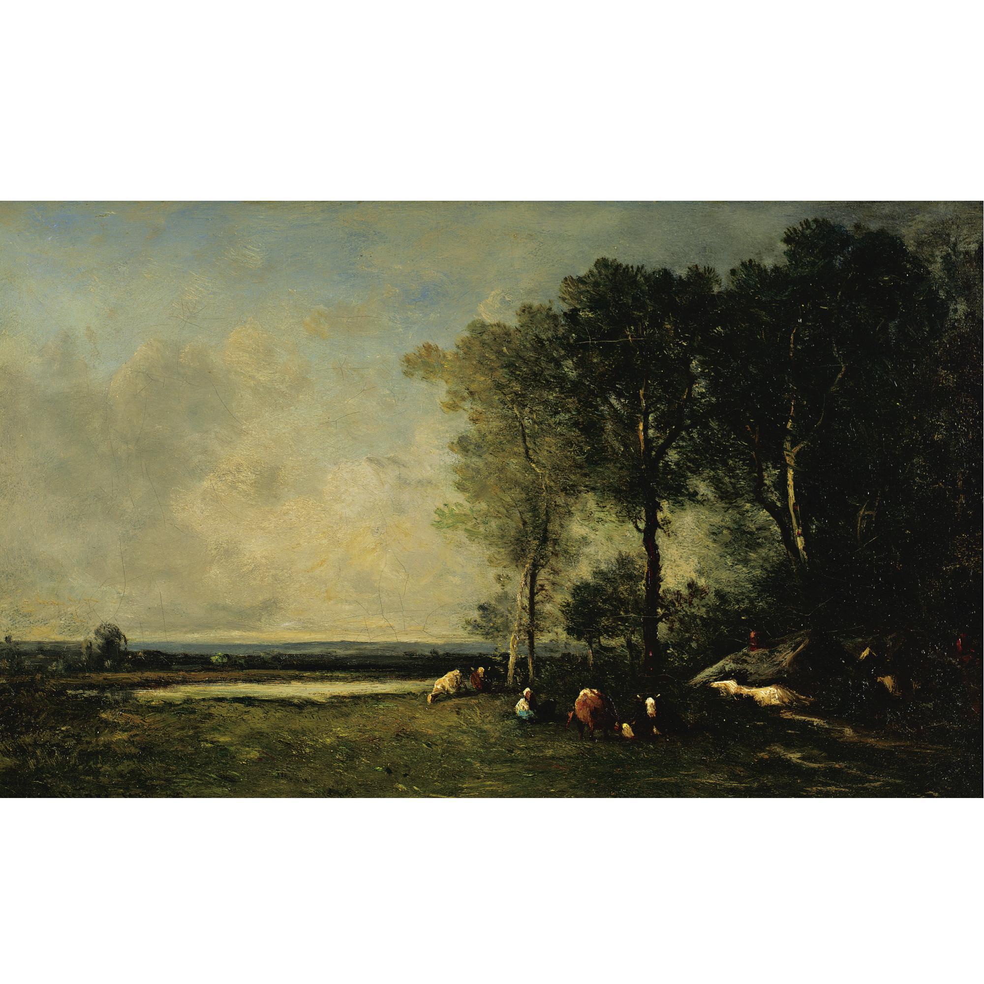 Leon-Victor Dupre - Cattle Grazing At Sunset