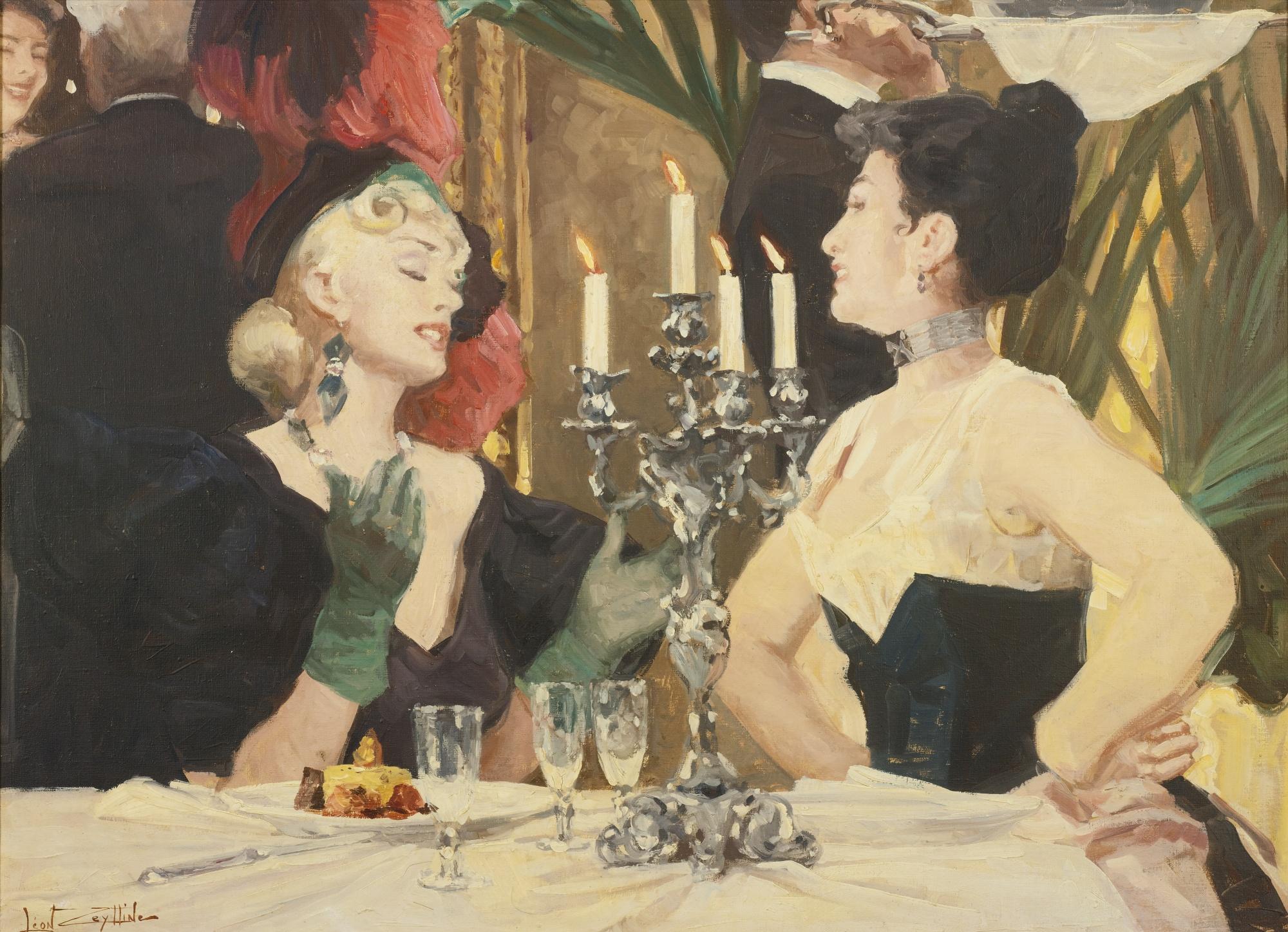 Léon Zeytline - Deux Jeunes Femmes À Dîner