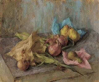 Leonard Appelbee, A.R.C.A. - Pears, onions and corn