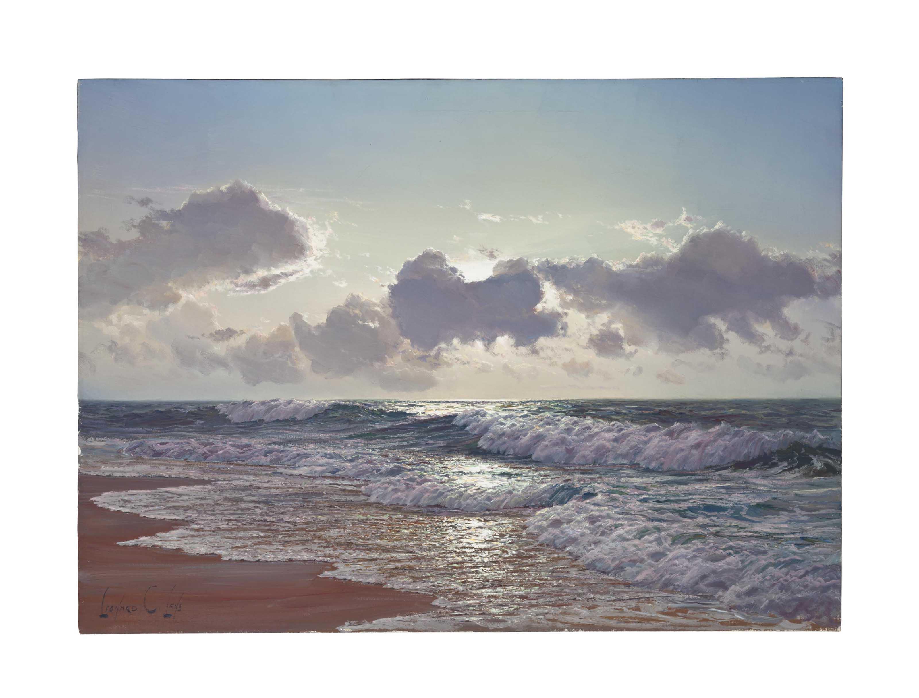 Leonard C. Lane - Sunrise over cresting waves