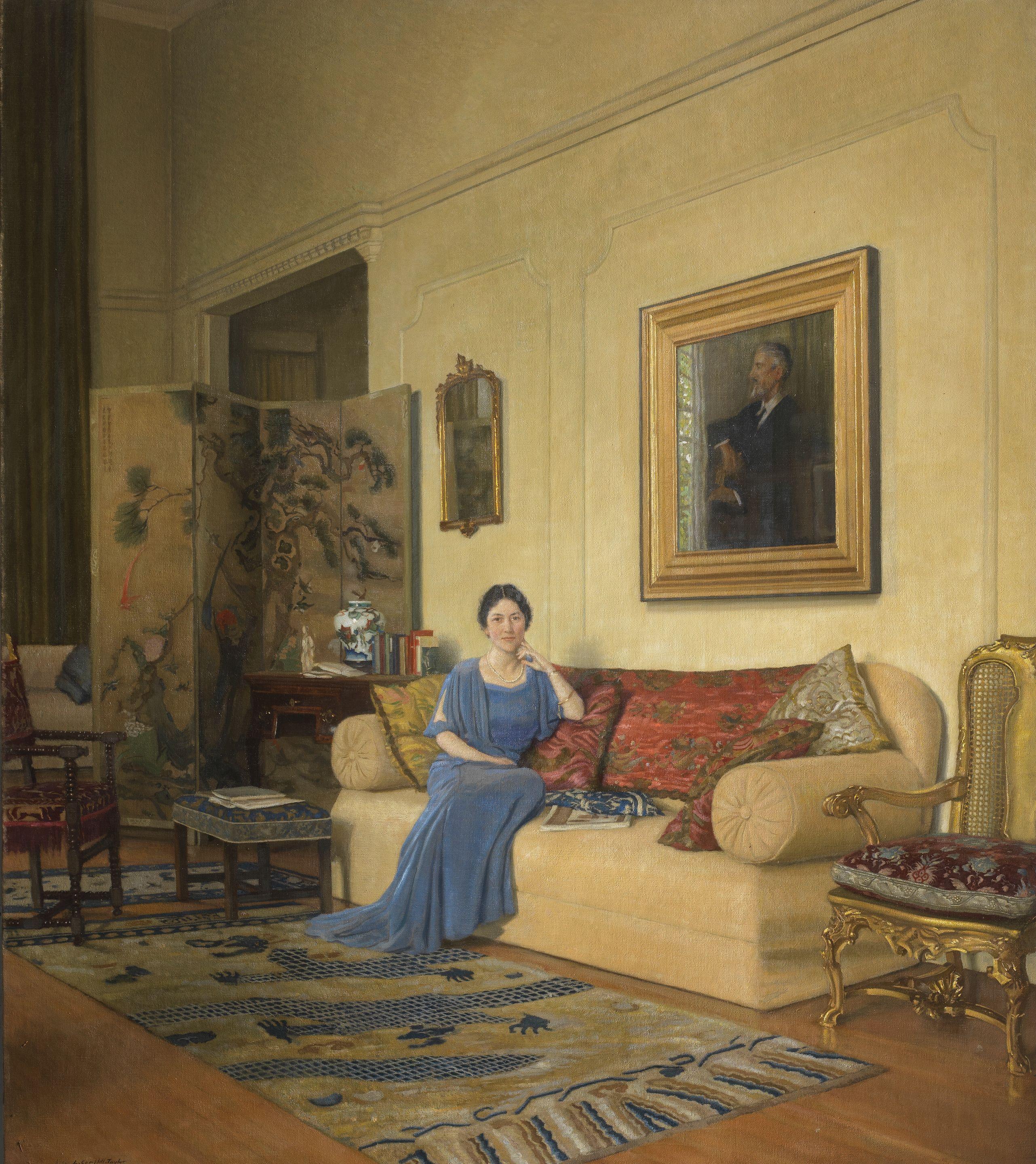 Leonard Campbell Taylor, RA, ROI, RP - Mrs Henry Wickham Steed, in a London interior