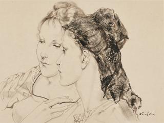 Léonard Foujita - Femmes À La Mantille