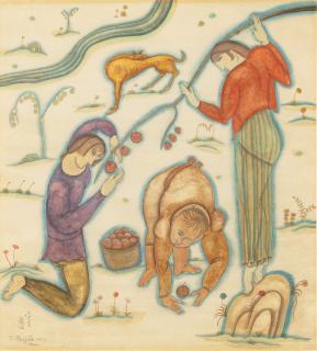 Léonard Foujita - La cueillette des pommes