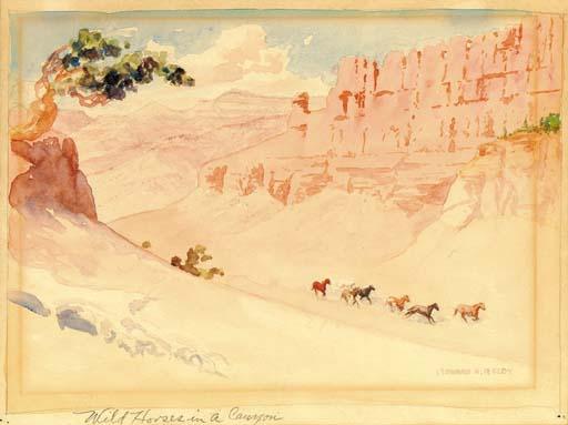 Leonard Howard Reedy - Wild Horses in a Canyon