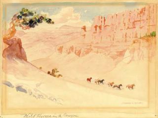 Leonard Howard Reedy - Wild Horses in a Canyon