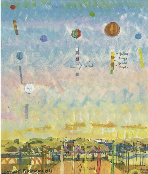 Leonard Rosoman, R.A. - Balloons over Djakata Fair, Indonesia