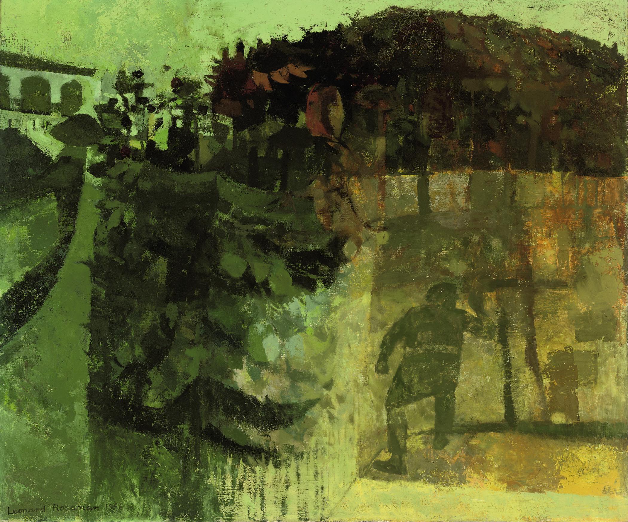 Leonard Rosoman, R.A. - Figure in a garden with sunflowers