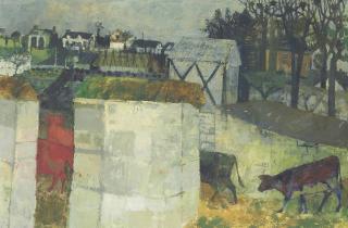 Leonard Rosoman - Cows passing into a yard