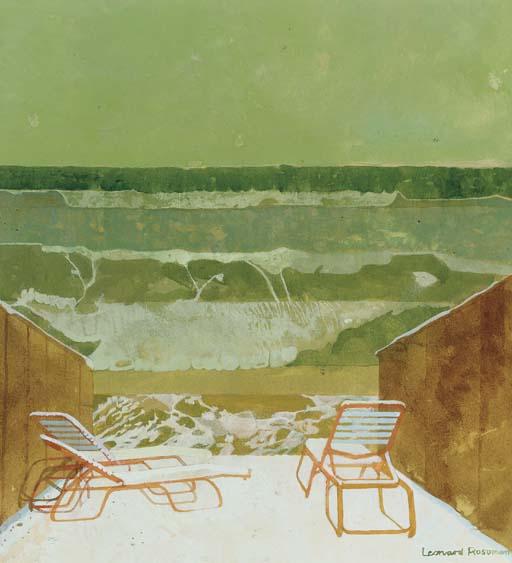 Leonard Rosoman - Sun Loungers on the Seashore