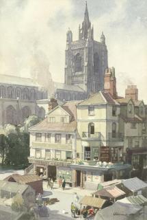 Leonard Russell Squirrell R.W.S., R.I., R.E. - A Corner Of The Market-Place, Norwich
