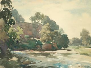 Leonard Russell Squirrell R.W.S., R.I., R.E. - The Wharfe At Bolton Abbey