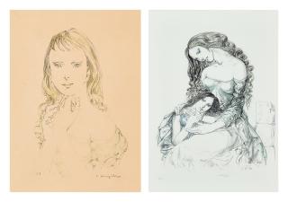 Léonard Tsuguharu Foujita - a. Portrait of a girl b. Sisters