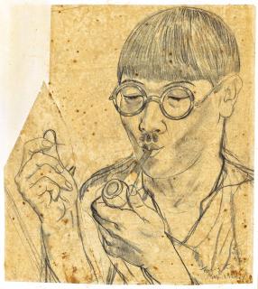Leonard Tsuguharu Foujita - Autoportrait a la Pipe