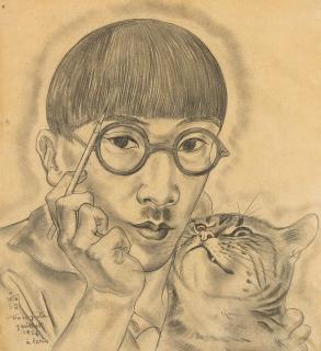 Leonard-Tsuguharu Foujita - Autoportrait au chat
