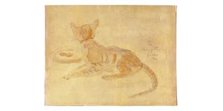 Léonard Tsuguharu Foujita - Chat de dos, devant son assiette