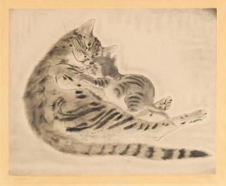 Léonard Tsuguharu Foujita - Chatte et Chaton, from Les Chats