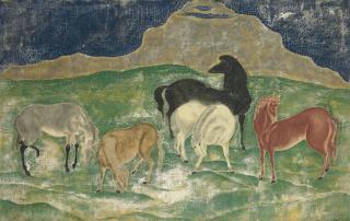 Léonard Tsuguharu Foujita - Chevaux Dans La Prairie