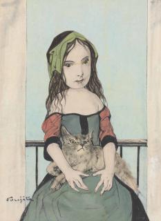 Leonard Tsuguharu Foujita - Fillette au chat