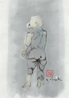 Léonard Tsuguharu Foujita - Homme de dos encre.