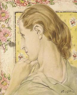 Leonard Tsuguharu Foujita - Jeune femme à la tapisserie