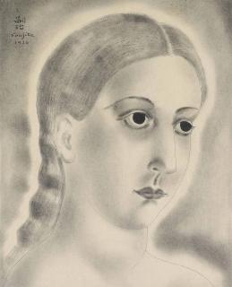 Léonard Tsuguharu Foujita - JEUNE FEMME AUX CHEVEUX LONGS  (YOUNG WOMAN WITH LONG HAIR)