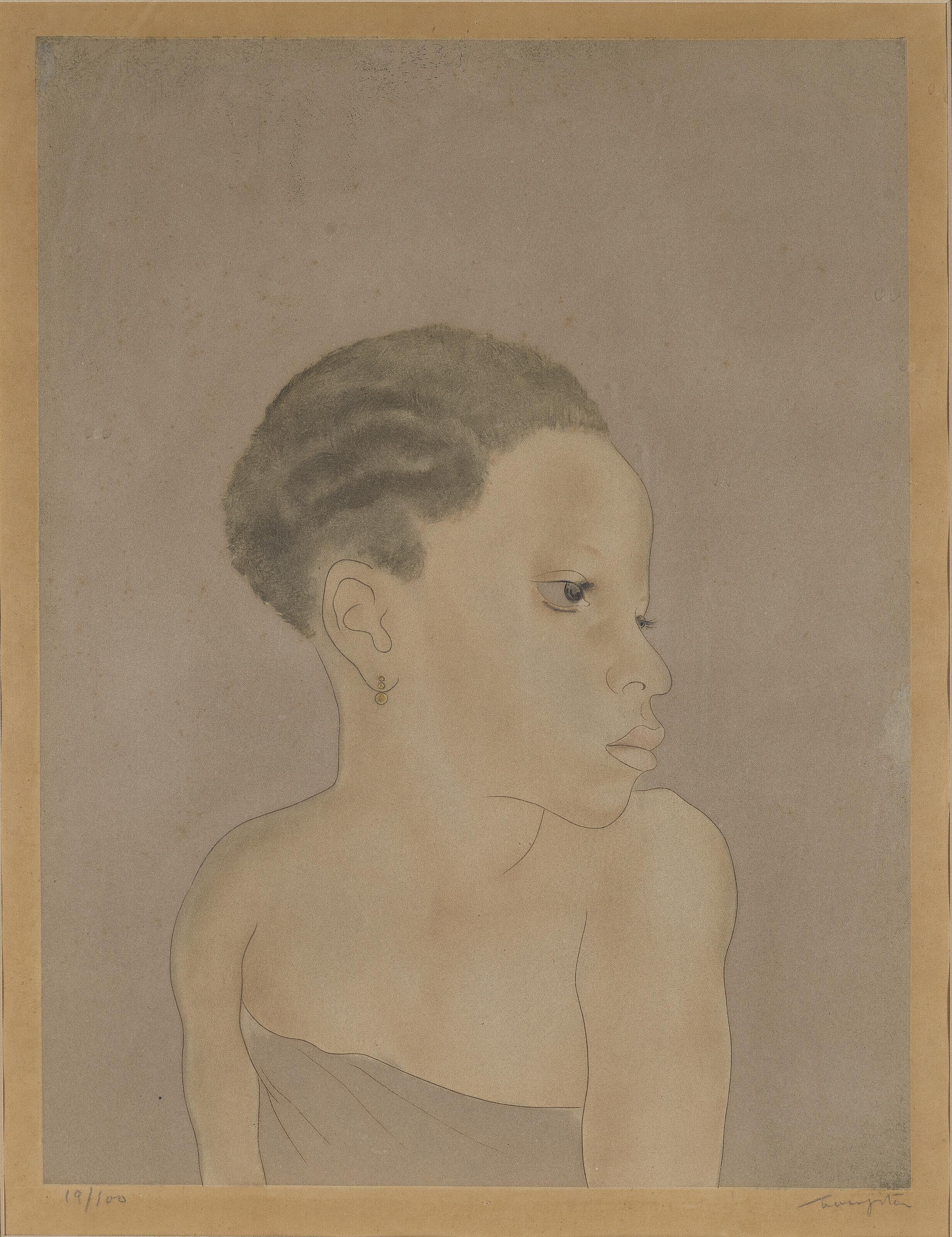 Léonard Tsuguharu Foujita - Jeune Fille Africaine - tiré de l\'ouvrage Les Enfants (Young African Girl - from the illustrated book Les Enfants)