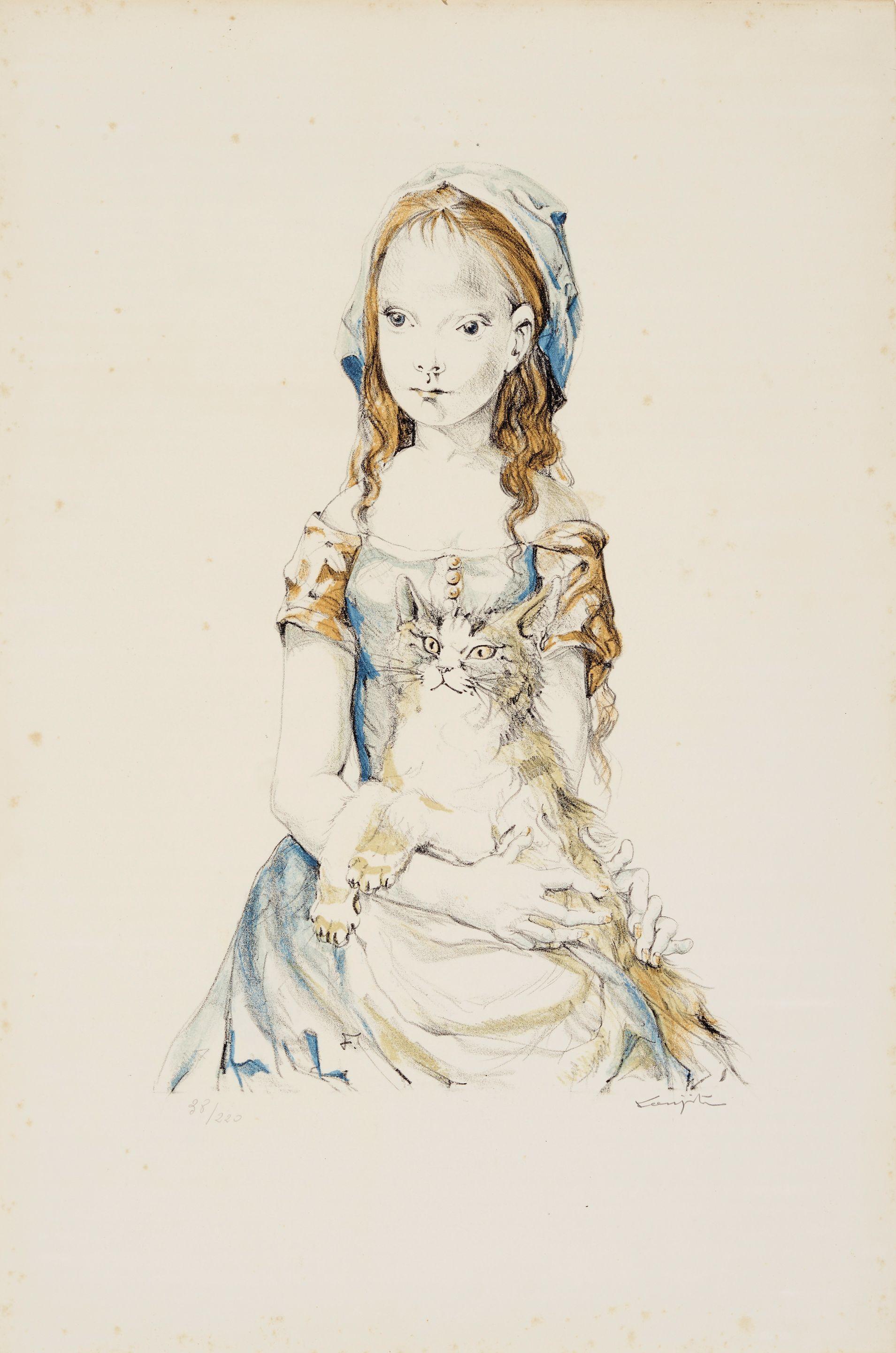 Léonard Tsuguharu Foujita - Jeune Fille au Chat