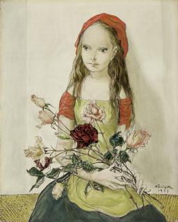 Leonard Tsuguharu Foujita - Jeune fille aux roses