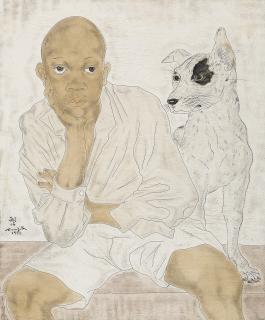 Léonard Tsuguharu Foujita - Jeune garçon avec son chien (Young Boy with His Dog)
