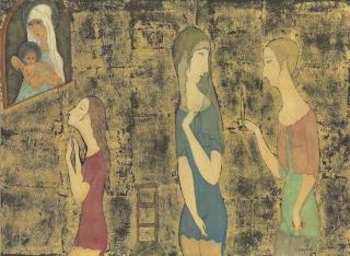 Leonard Tsuguharu Foujita - La vièrge et trois dames
