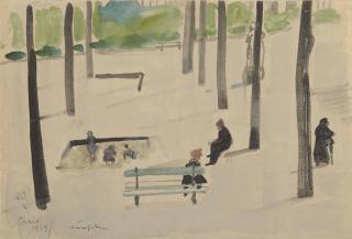Léonard Tsuguharu Foujita - Le Jardin Public À Paris, Le Square Carpeaux