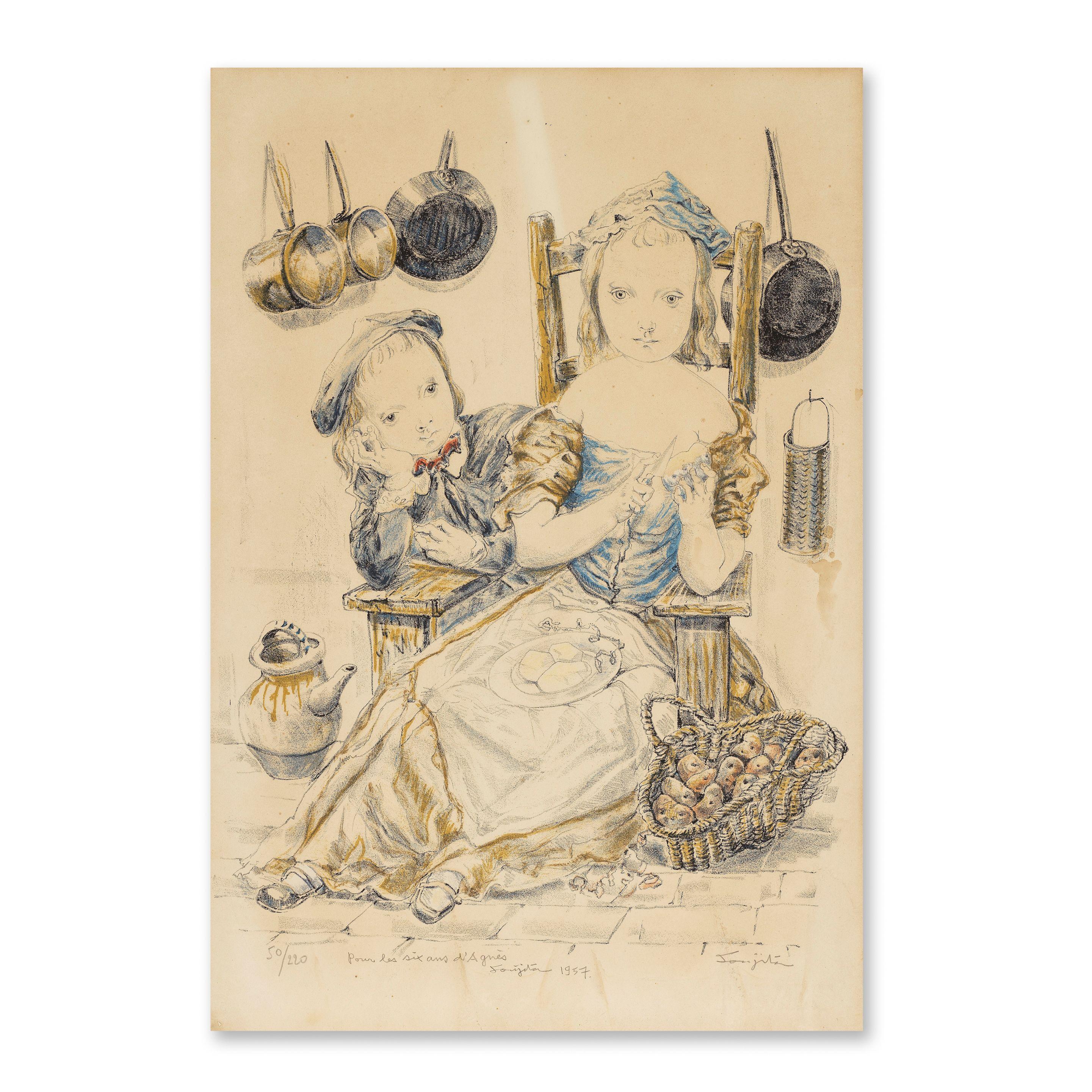 Léonard Tsuguharu Foujita - L\'éplucheuse de pommes de terre, 1957