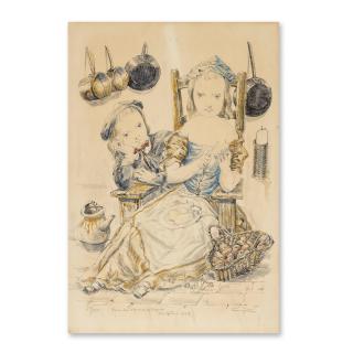 Léonard Tsuguharu Foujita - L\'éplucheuse de pommes de terre, 1957