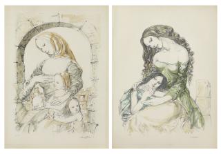 Léonard Tsuguharu Foujita - Mère et enfant (Mother and Child); & Mère et deux enfants sous une arche (Mother and Two Children under an Arch)