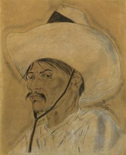 Léonard Tsuguharu Foujita - Mexicain Et Un Chapeau Au Ruban Noir