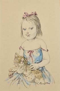Léonard Tsuguharu Foujita - Petite fille au chat