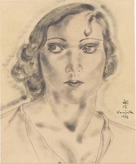 Léonard Tsuguharu Foujita - Portrait De Jeune Femme