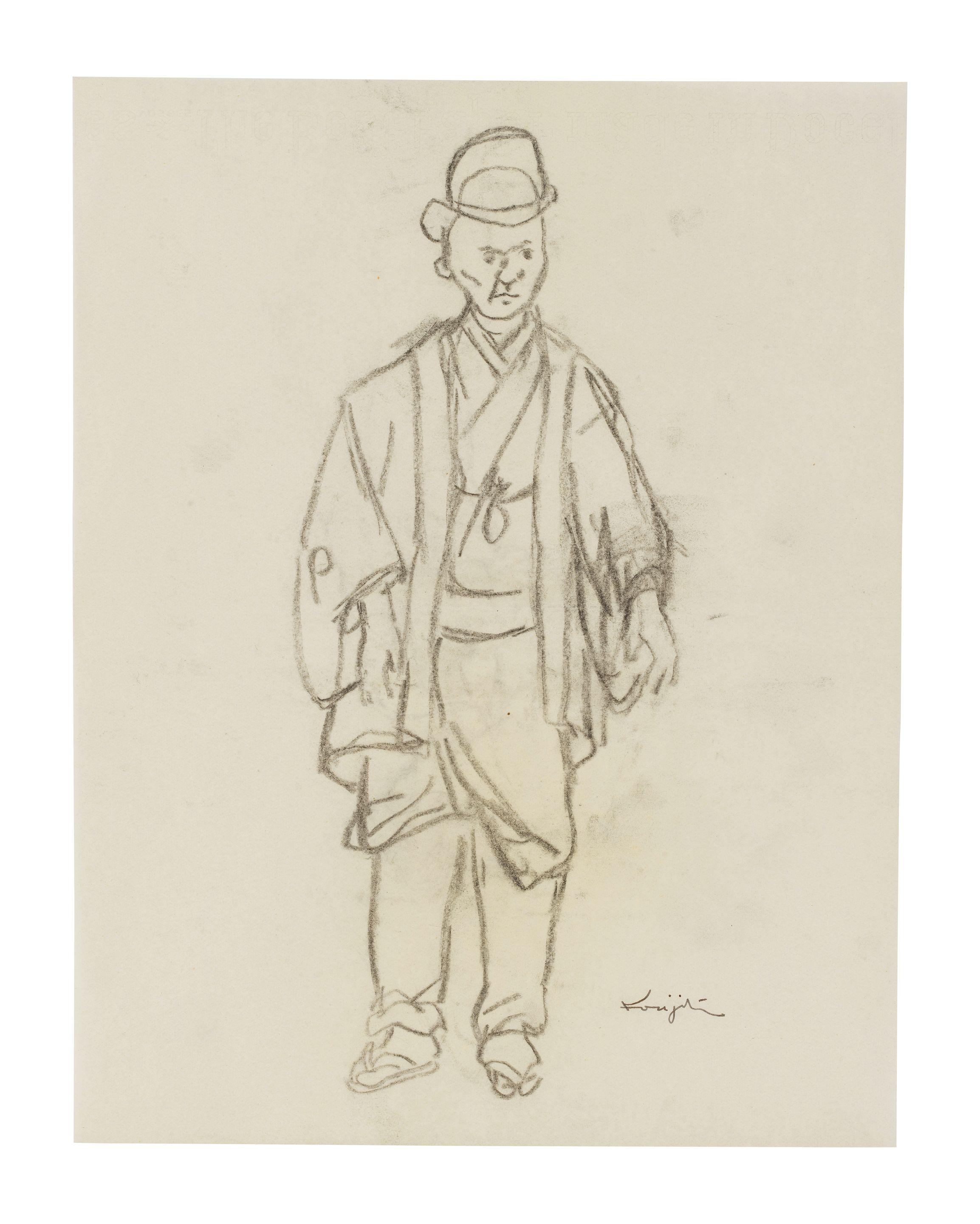 Léonard Tsuguharu Foujita - Portrait d\'homme en kimono