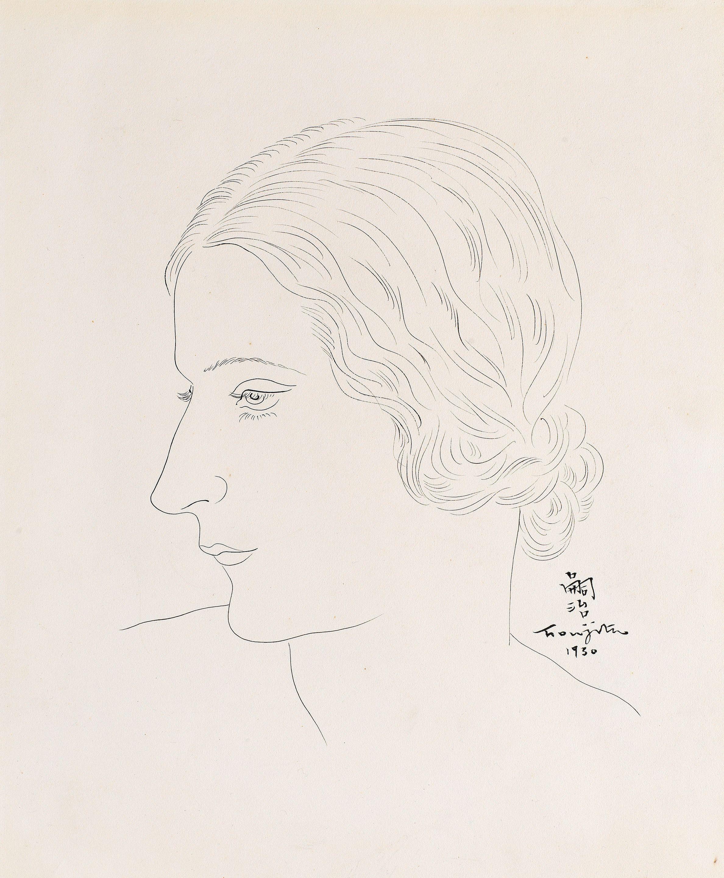Léonard Tsuguharu Foujita - Profil de jeune femme