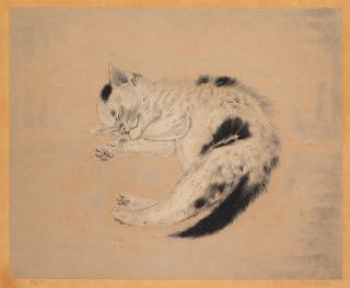 Léonard Tsuguharu Foujita - Sleeping Cat, from Les Chats