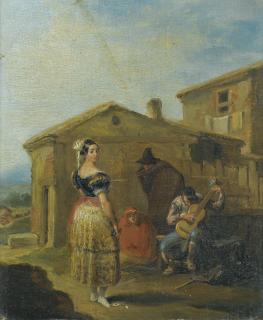 Leonardo Alenza Y Nieto - A Woman At A Balcony; A Woman Standing Before A Musical Group