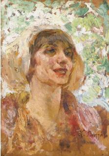 Leonardo Bazzaro - Donna con cappello