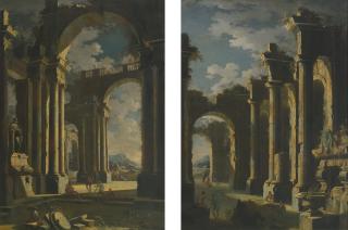 Leonardo Coccorante - Architectural Capriccios:  A Pair