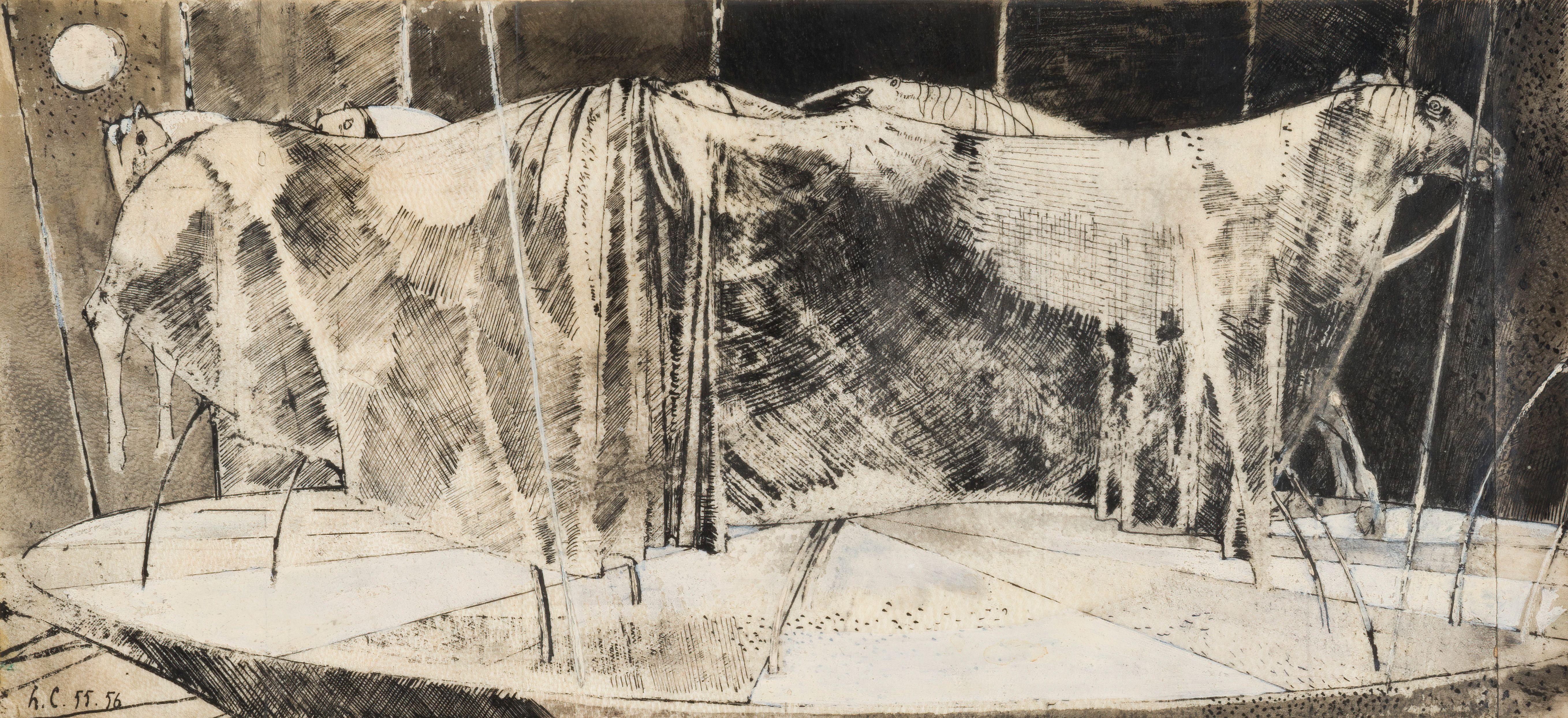 Leonardo Cremonini - Etude pour le tableau \'la Giostra di Notte\'